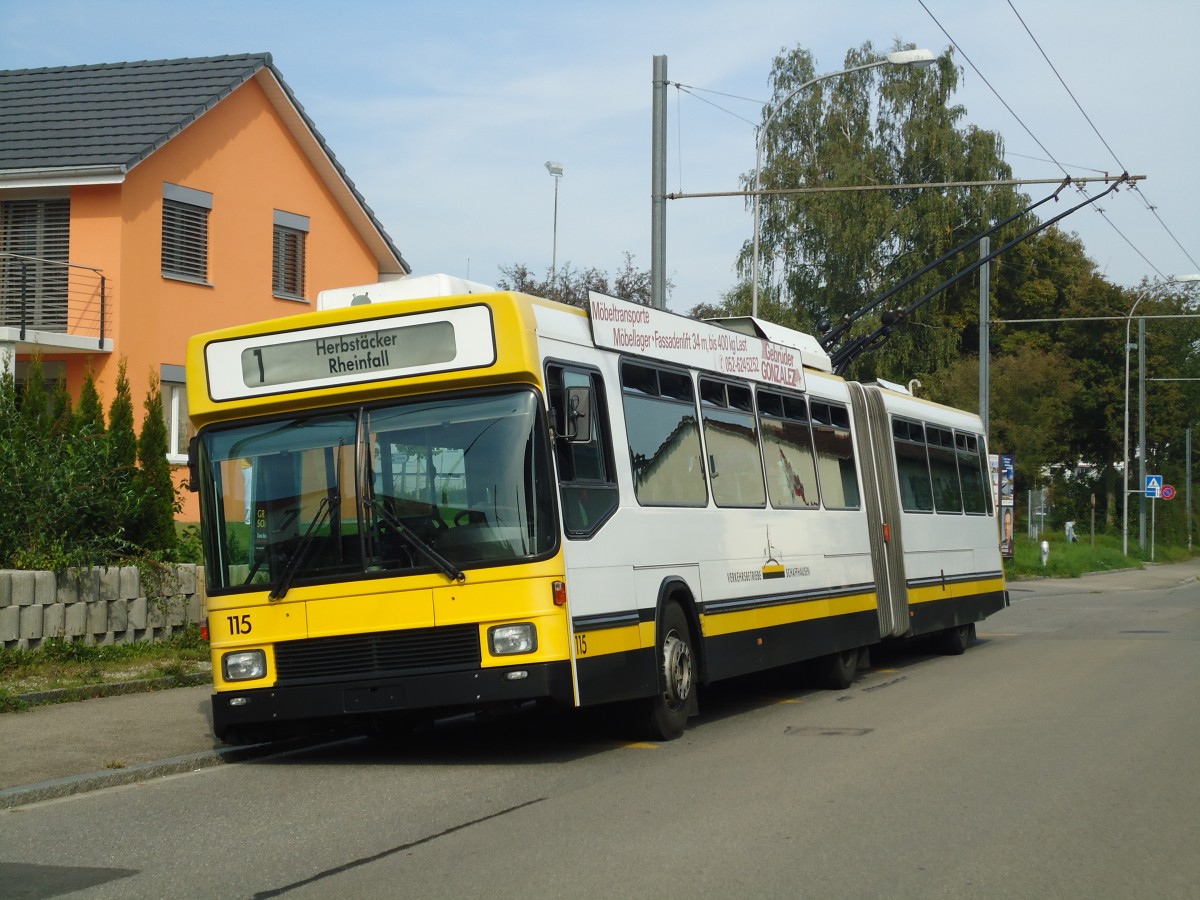 (136'182) - VBSH Schaffhausen - Nr. 115 - NAW/Hess Gelenktrolleybus am 25. September 2011 in Neuhausen, Gemeindewiesen