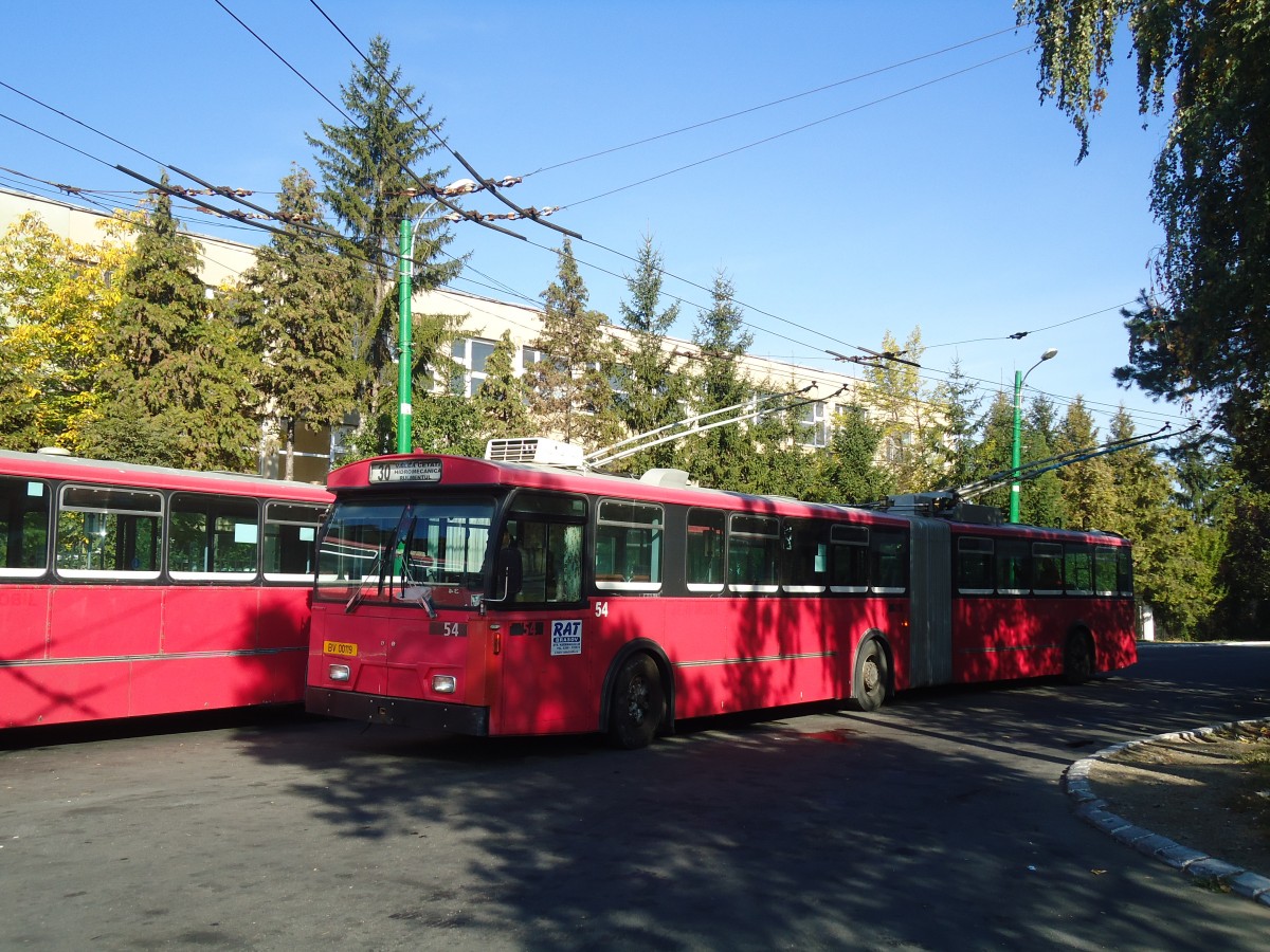 (136'345) - RAT Brasov - Nr. 54/BV 00'119 - FBW/Hess Gelenktrolleybus (ex Bernmobil, CH-Bern Nr. 54) am 4. Oktober 2011 in Brasov, Rulmentul