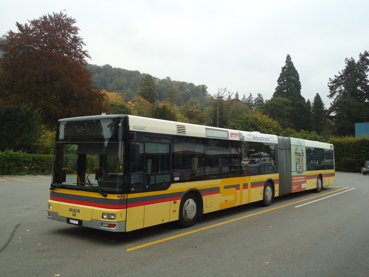 (136'592) - STI Thun - Nr. 106/BE 577'106 - MAN am 15. Oktober 2011 bei der Schifflndte Thun