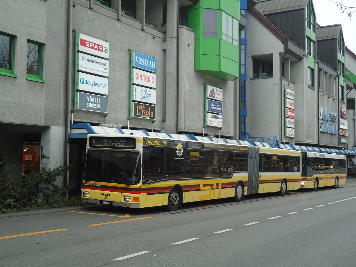 (136'727) - STI Thun - Nr. 72/BE 397'172 - MAN am 11. November 2011 in Thun, Postbrcke