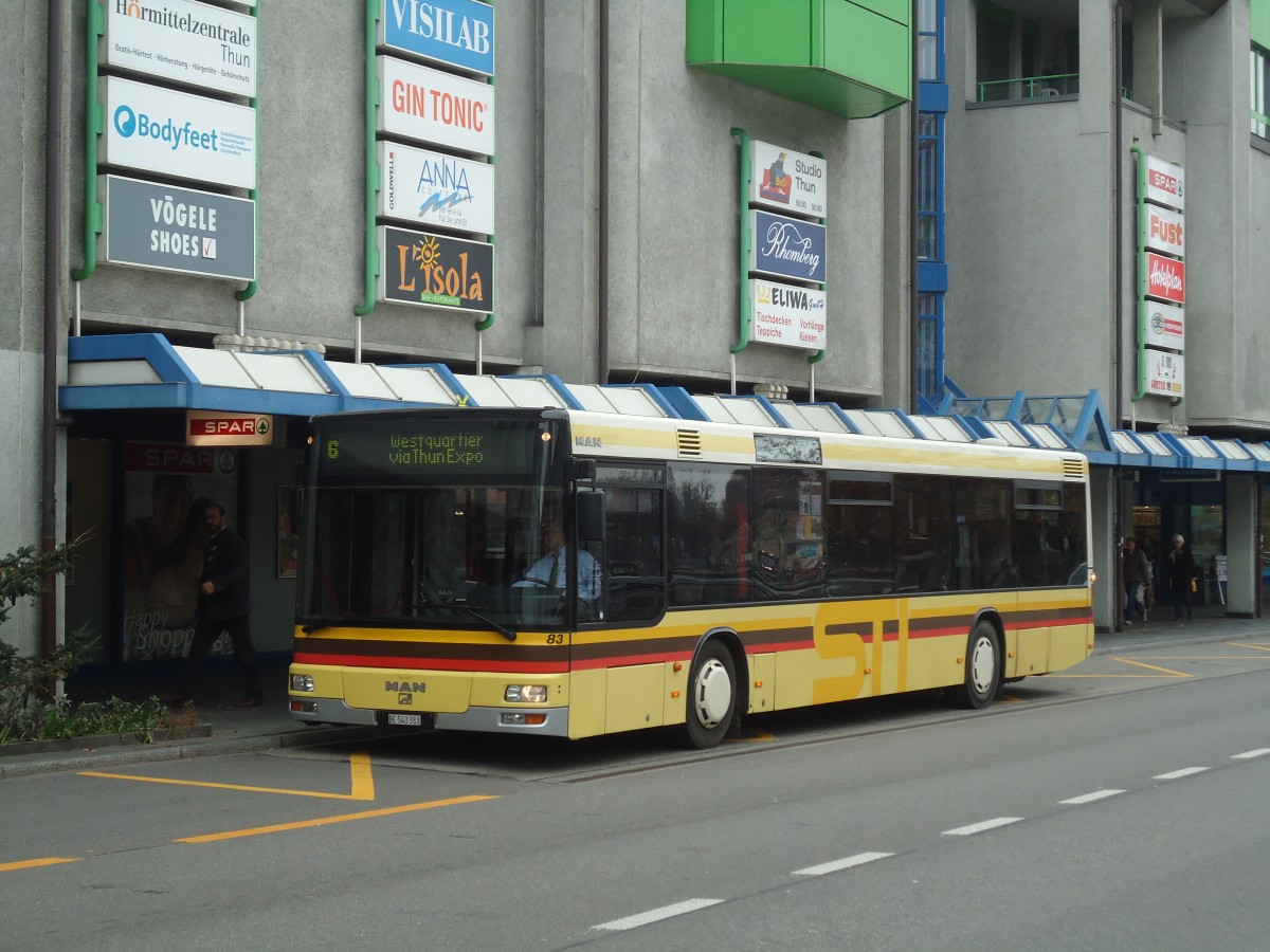 (136'734) - STI Thun - Nr. 83/BE 543'383 - MAN am 11. November 2011 in Thun, Postbrcke