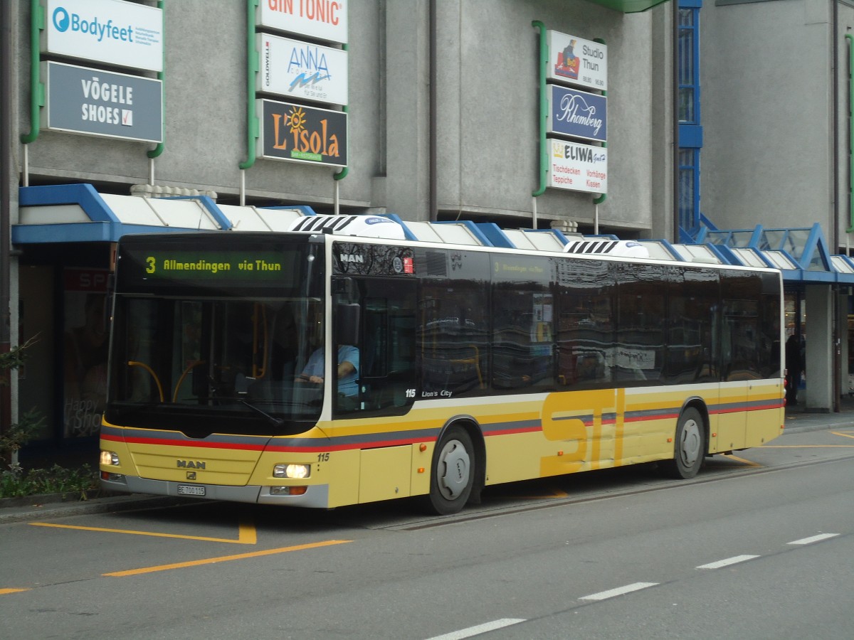 (136'735) - STI Thun - Nr. 115/BE 700'115 - MAN am 11. November 2011 in Thun, Postbrcke