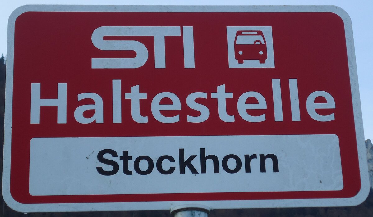 (136'841) - STI-Haltestellenschild - Niederstocken, Stockhorn - am 22. November 2011