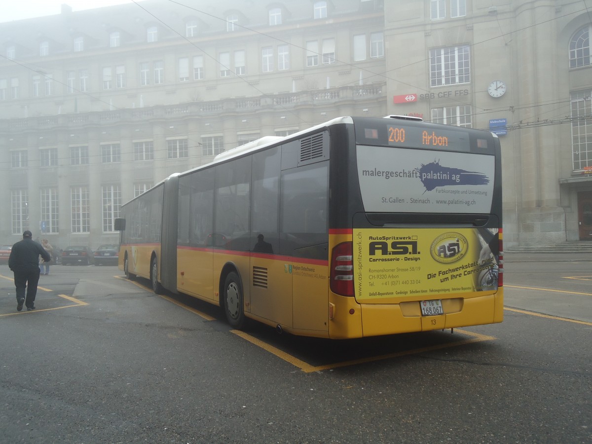 (136'902) - Eurobus, Arbon - Nr. 13/TG 168'067 - Mercedes am 23. November 2011 beim Bahnhof St. Gallen