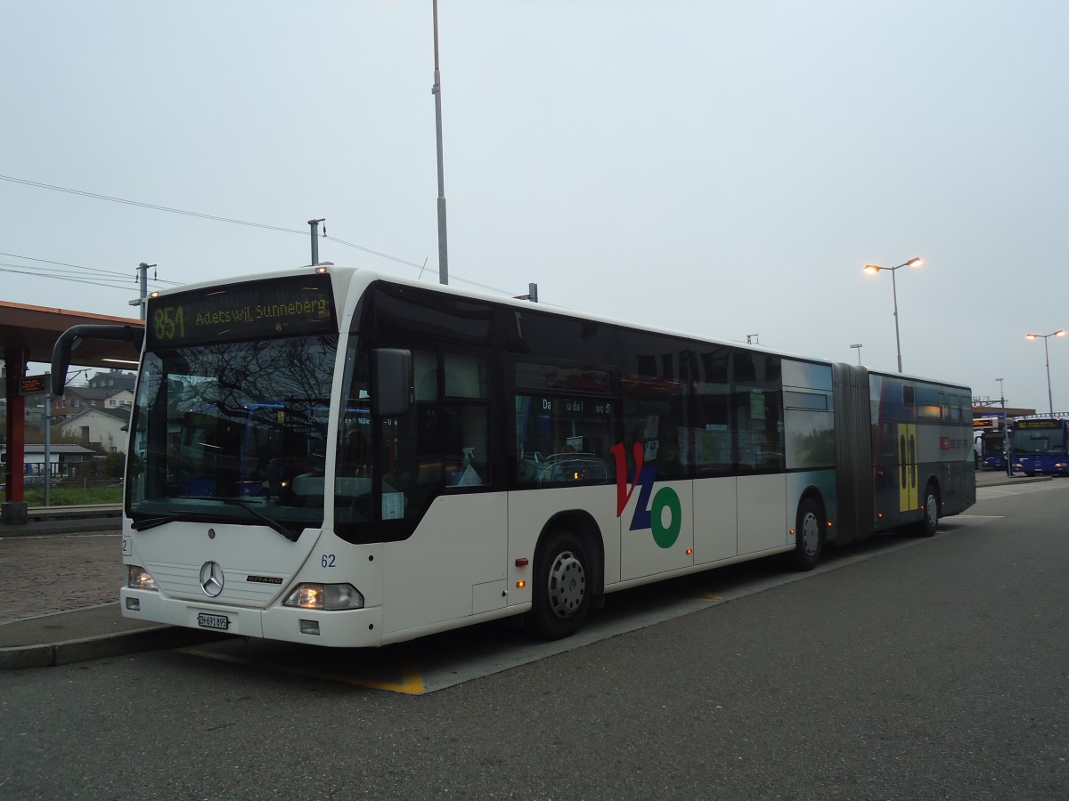 (136'914) - VZO Grningen - Nr. 62/ZH 691'895 - Mercedes am 24. November 2011 beim Bahnhof Wetzikon