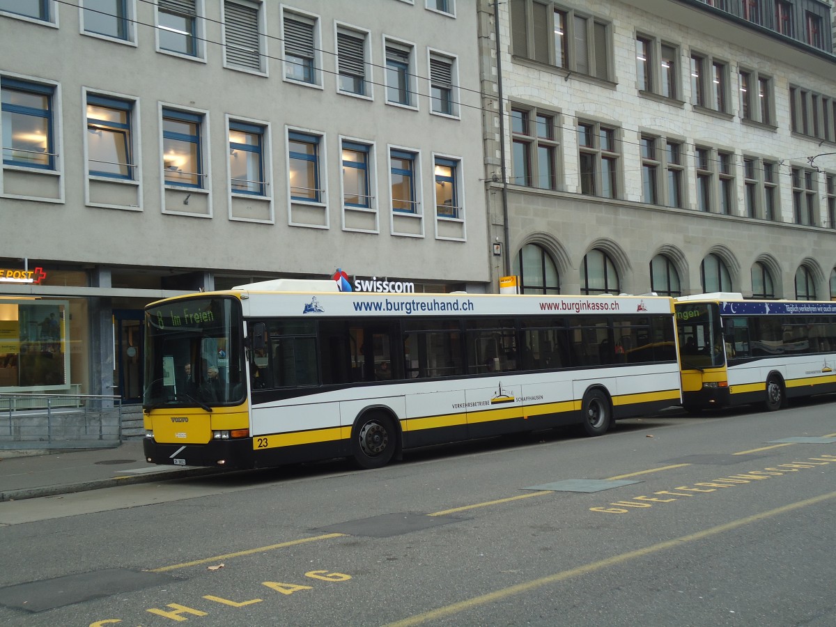 (136'984) - VBSH Schaffhausen - Nr. 23/SH 38'023 - Volvo/Hess am 24. November 2011 beim Bahnhof Schaffhausen