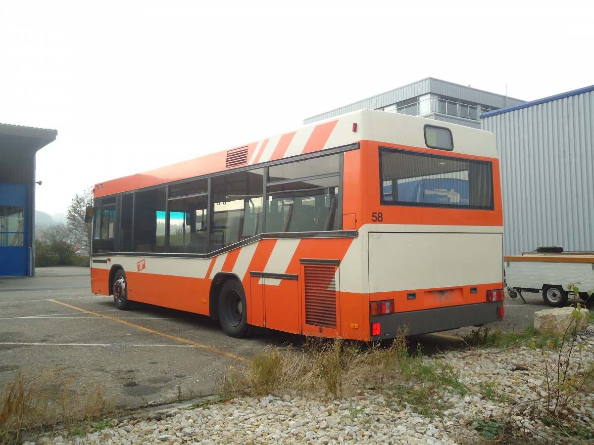 (137'027) - RATP, Satigny - Nr. 58 - Neoplan (ex Dupraz, Genve Nr. 58) am 26. November 2011 in Biel, Rattinbus