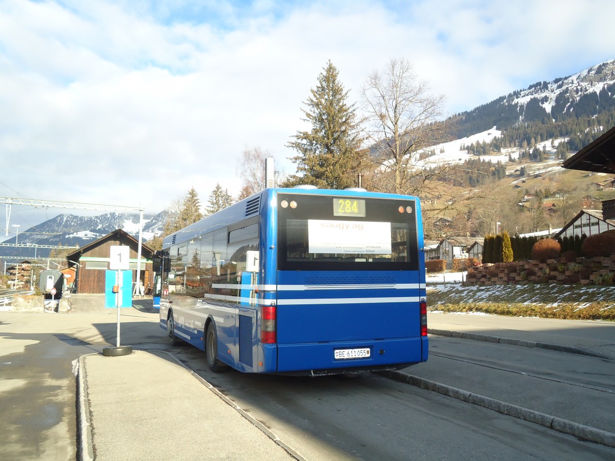 (137'133) - AFA Adelboden - Nr. 55/BE 611'055 - MAN/Gppel am 11. Dezember 2011 beim Bahnhof Lenk