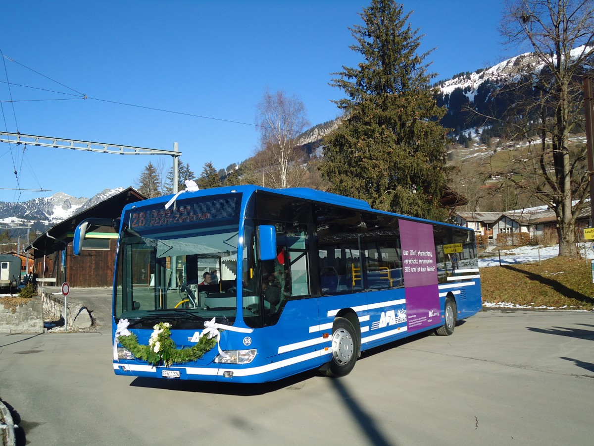 (137'165) - AFA Adelboden - Nr. 58/BE 611'224 - Mercedes am 11. Dezember 2011 beim Bahnhof Lenk