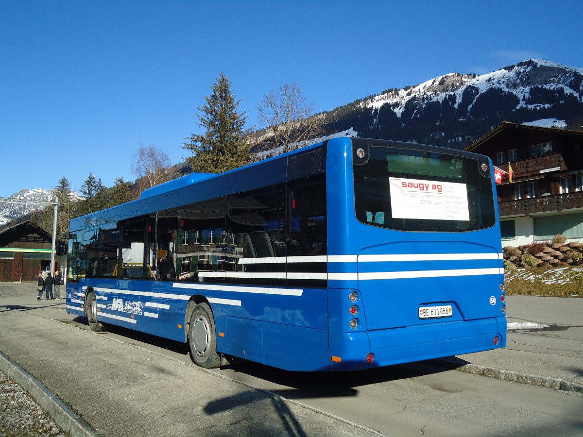 (137'169) - AFA Adelboden - Nr. 54/BE 611'056 - Neoplan (ex VBZ Zrich Nr. 243) am 11. Dezember 2011 beim Bahnhof Lenk