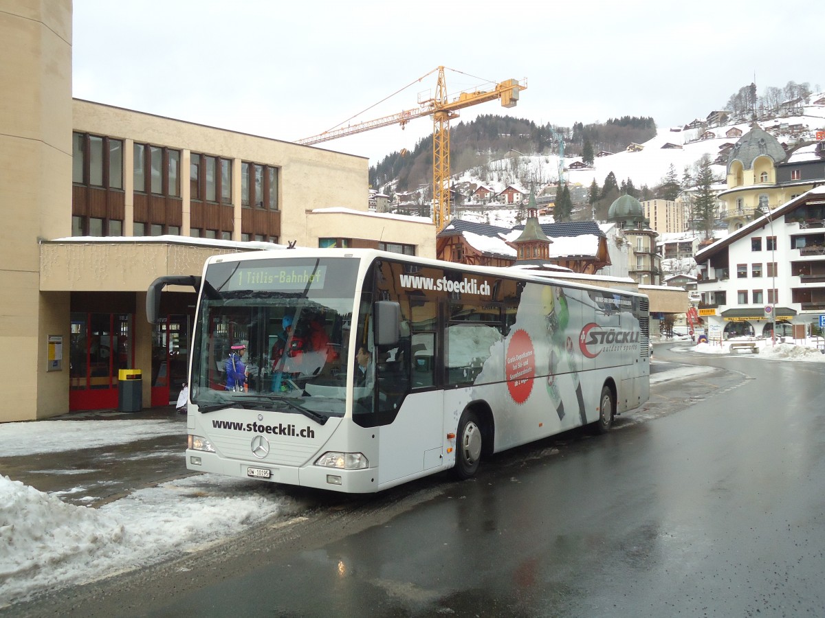 (137'344) - EAB Engelberg - Nr. 1/OW 10'195 - Mercedes (ex TC La Chaux-de-Fonds Nr. 214) am 2. Januar 2012 beim Bahnhof Engelberg