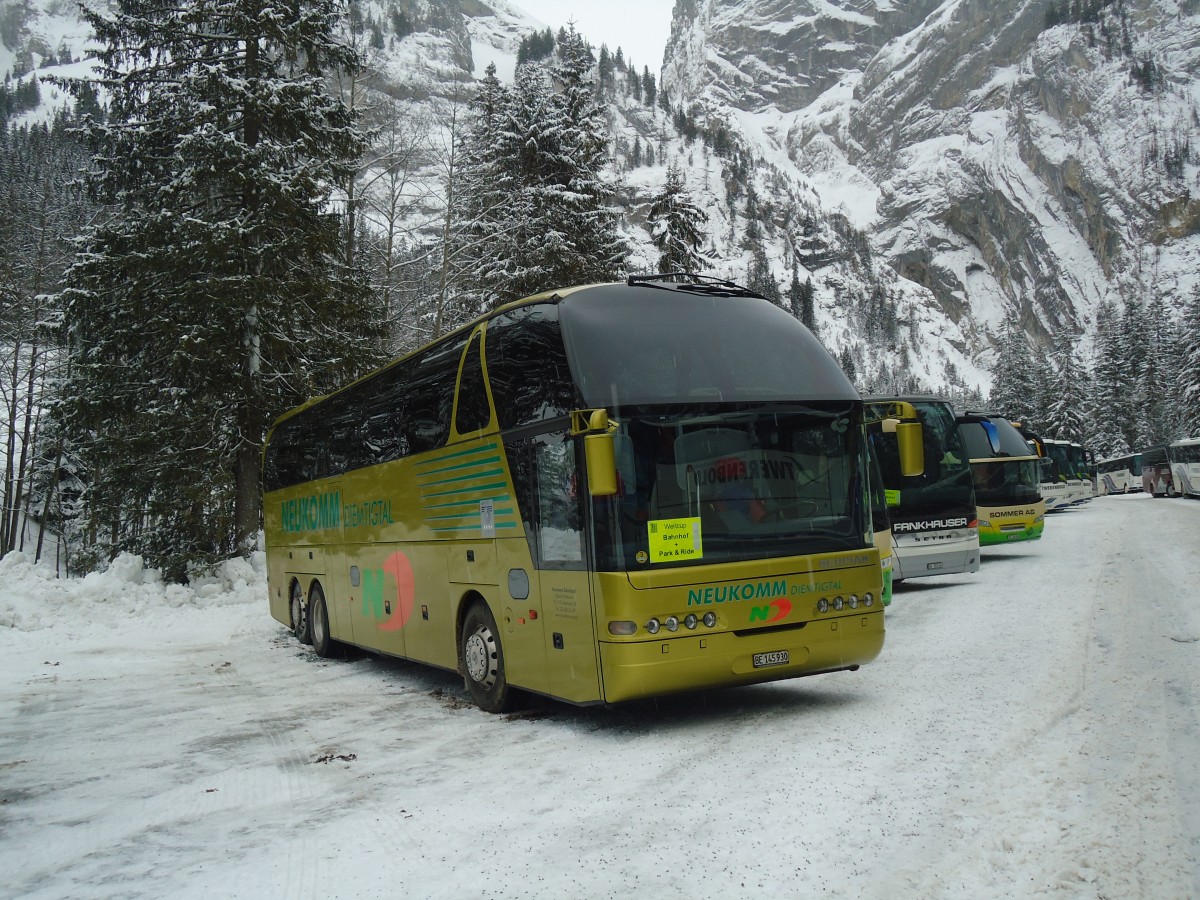 (137'464) - Neukomm, Horboden - BE 145'930 - Neoplan am 7. Januar 2012 in Adelboden, Unter dem Birg