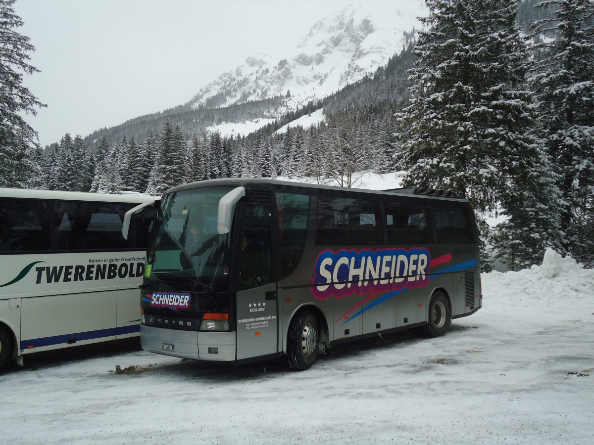 (137'465) - Schneider, Kirchberg - BE 3622 - Setra am 7. Januar 2012 in Adelboden, Unter dem Birg