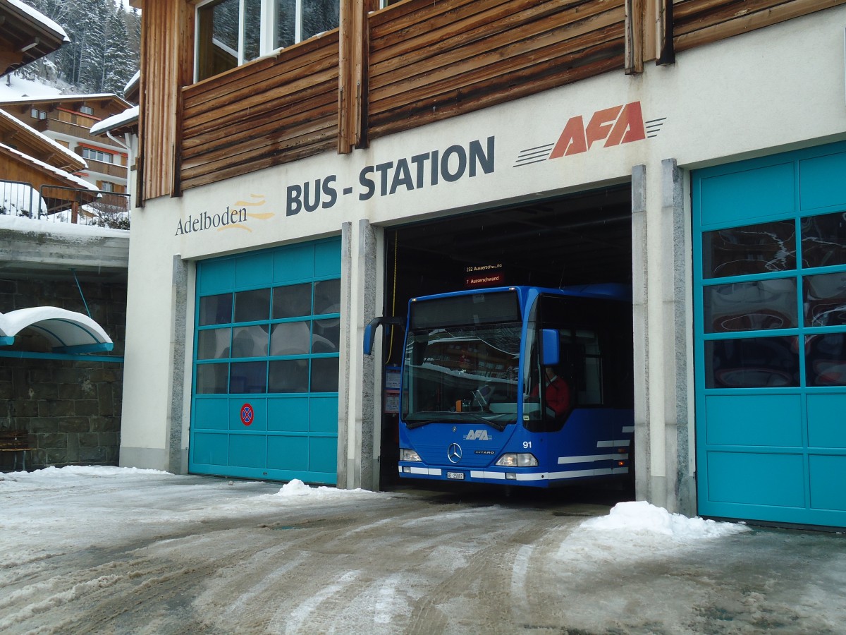 (137'553) - AFA Adelboden - Nr. 91/BE 25'802 - Mercedes (ex Nr. 2) am 7. Januar 2012 im Autobahnhof Adelboden (Teilaufnahme)