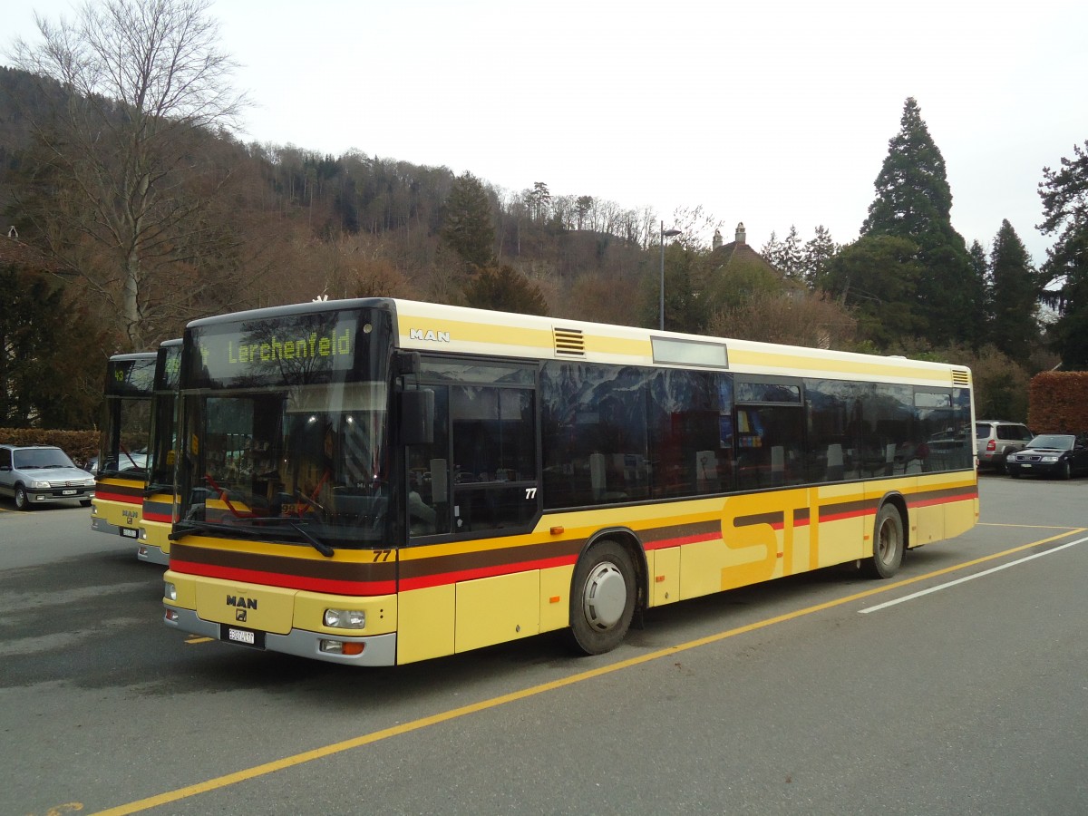 (137'588) - STI Thun - Nr. 77/BE 274'177 - MAN am 9. Januar 2012 bei der Schifflndte Thun