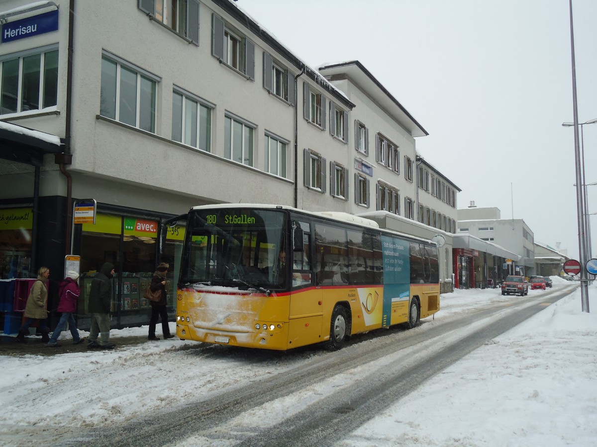 (137'690) - Casutt, Gossau - SG 4693 - Volvo am 15. Februar 2012 beim Bahnhof Herisau