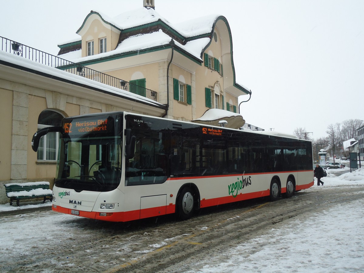 (137'695) - Regiobus, Gossau - Nr. 31/SG 353'631 - MAN am 15. Februar 2012 beim Bahnhof Gossau