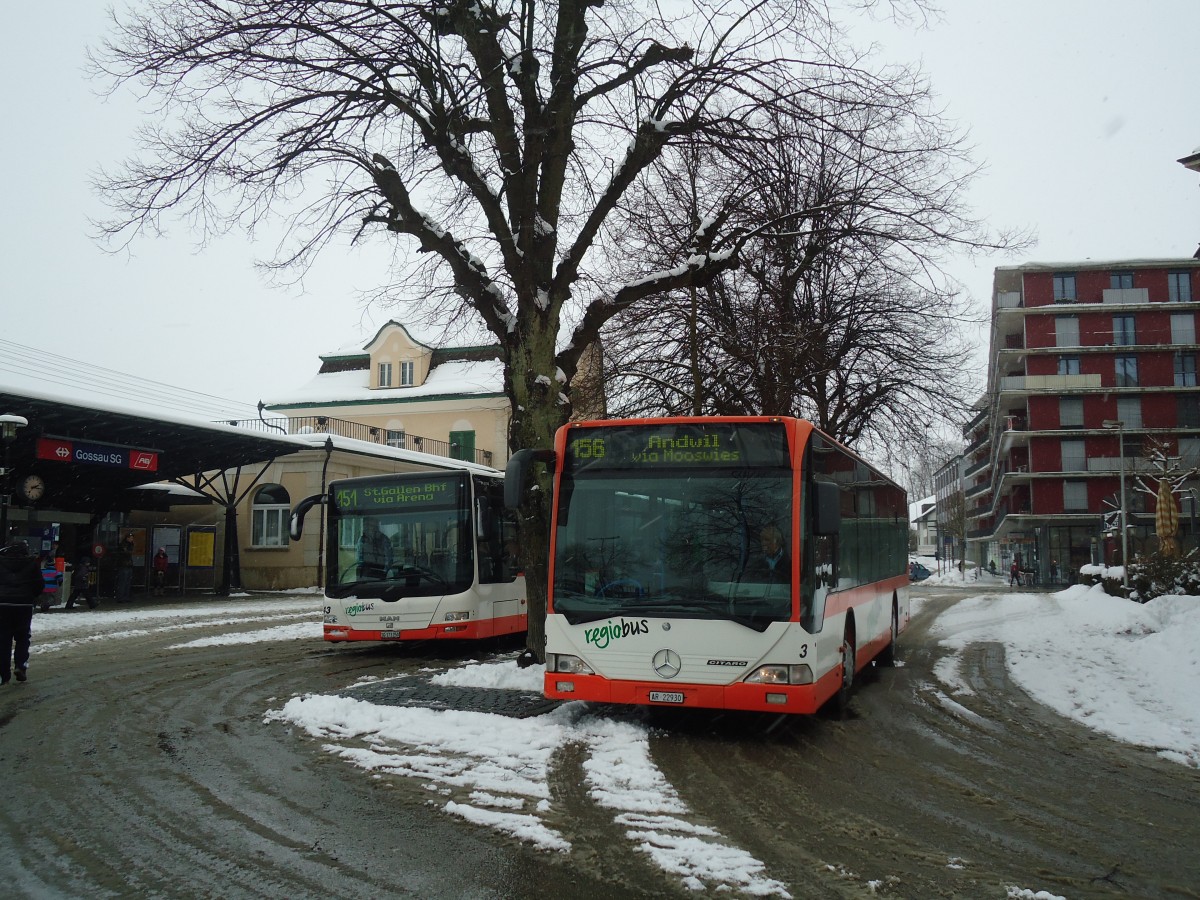 (137'697) - VBH Herisau - Nr. 3/AR 22'930 - Mercedes am 15. Februar 2012 beim Bahnhof Gossau