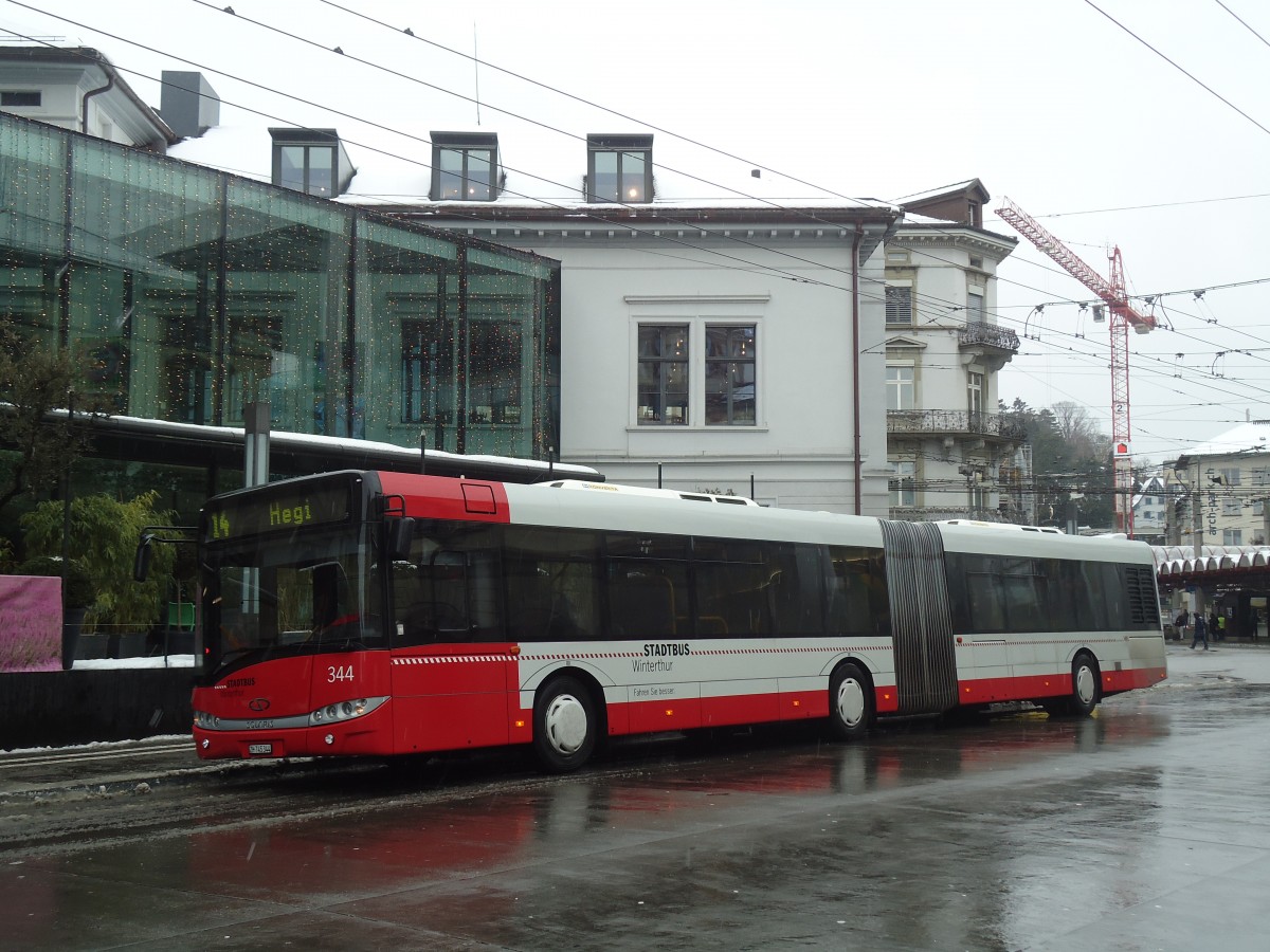 (137'706) - SW Winterthur - Nr. 344/ZH 745'344 - Solaris am 15. Februar 2012 beim Hauptbahnhof Winterthur