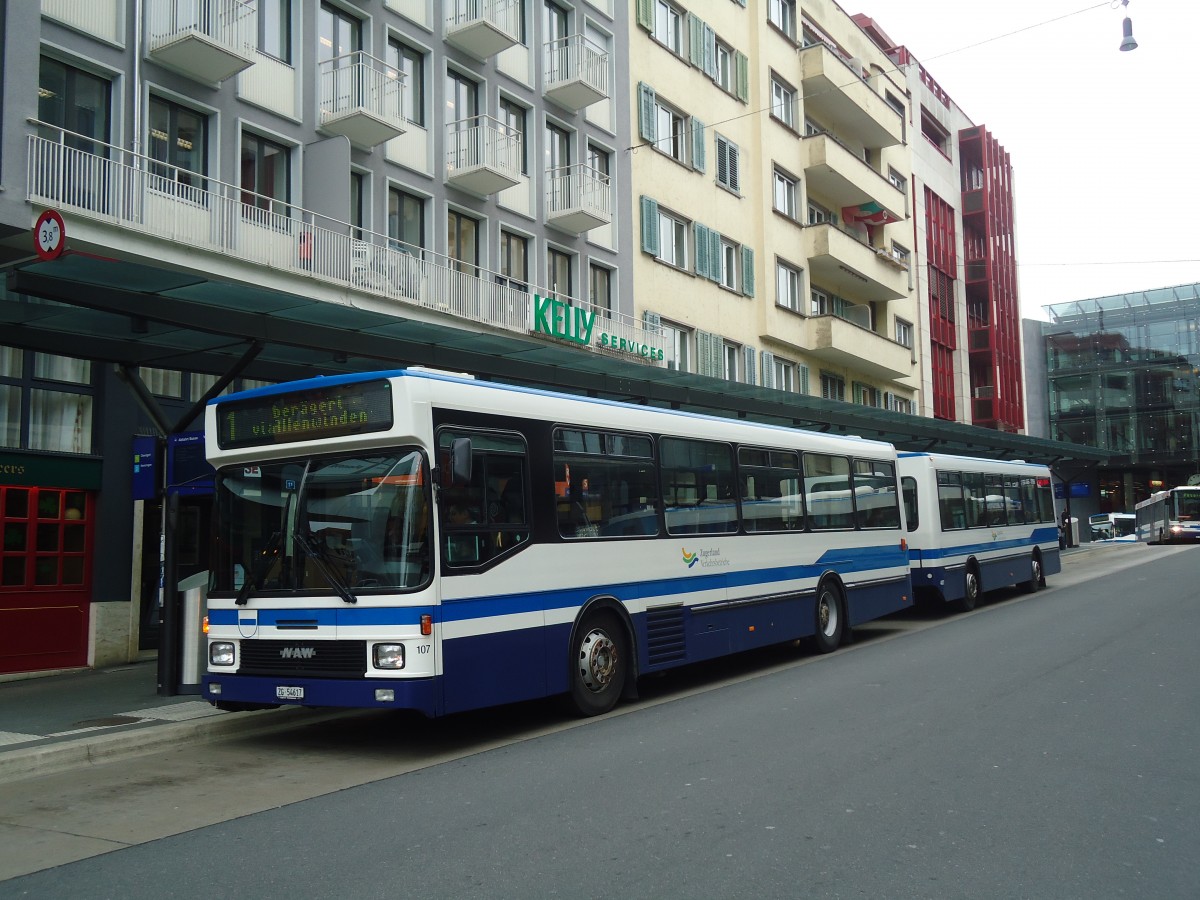 (137'962) - ZVB Zug - Nr. 107/ZG 54'617 - NAW/Hess (ex Nr. 97) am 6. Mrz 2012 beim Bahnhof Zug