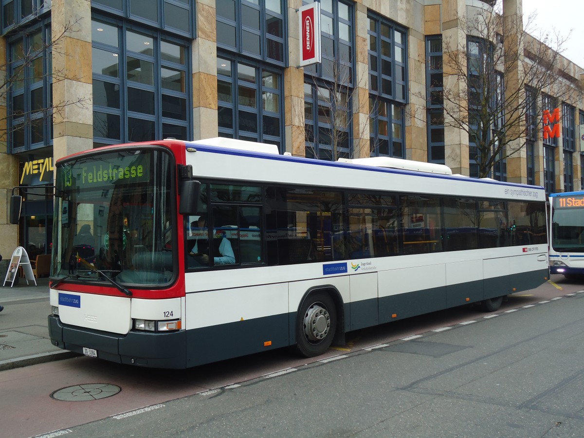 (137'975) - ZVB Zug - Nr. 124/ZG 3384 - Scania/Hess (ex Nr. 24) am 6. Mrz 2012 in Zug, Metalli