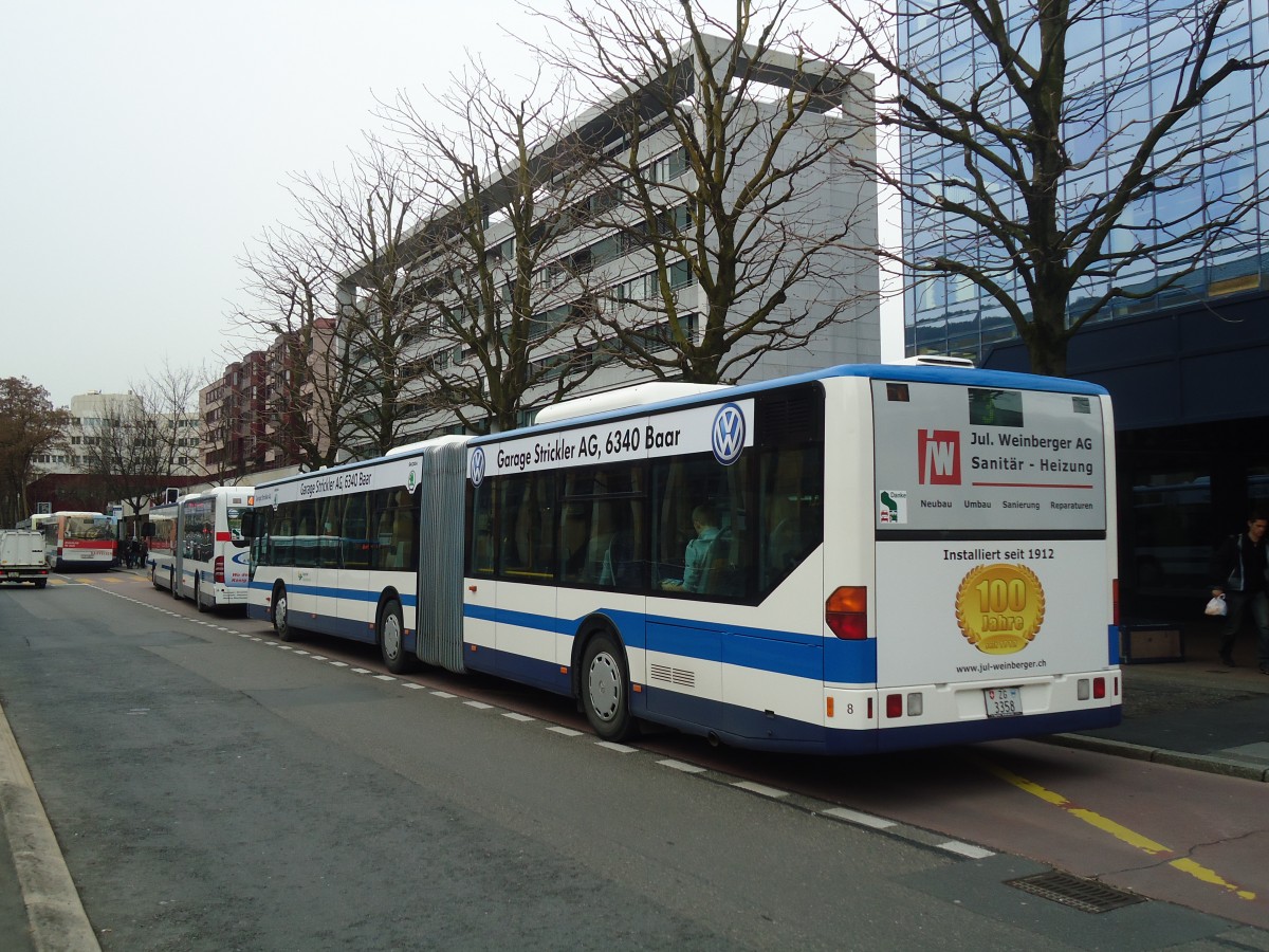 (138'010) - ZVB Zug - Nr. 8/ZG 3358 - Mercedes am 6. Mrz 2012 in Zug, Metalli