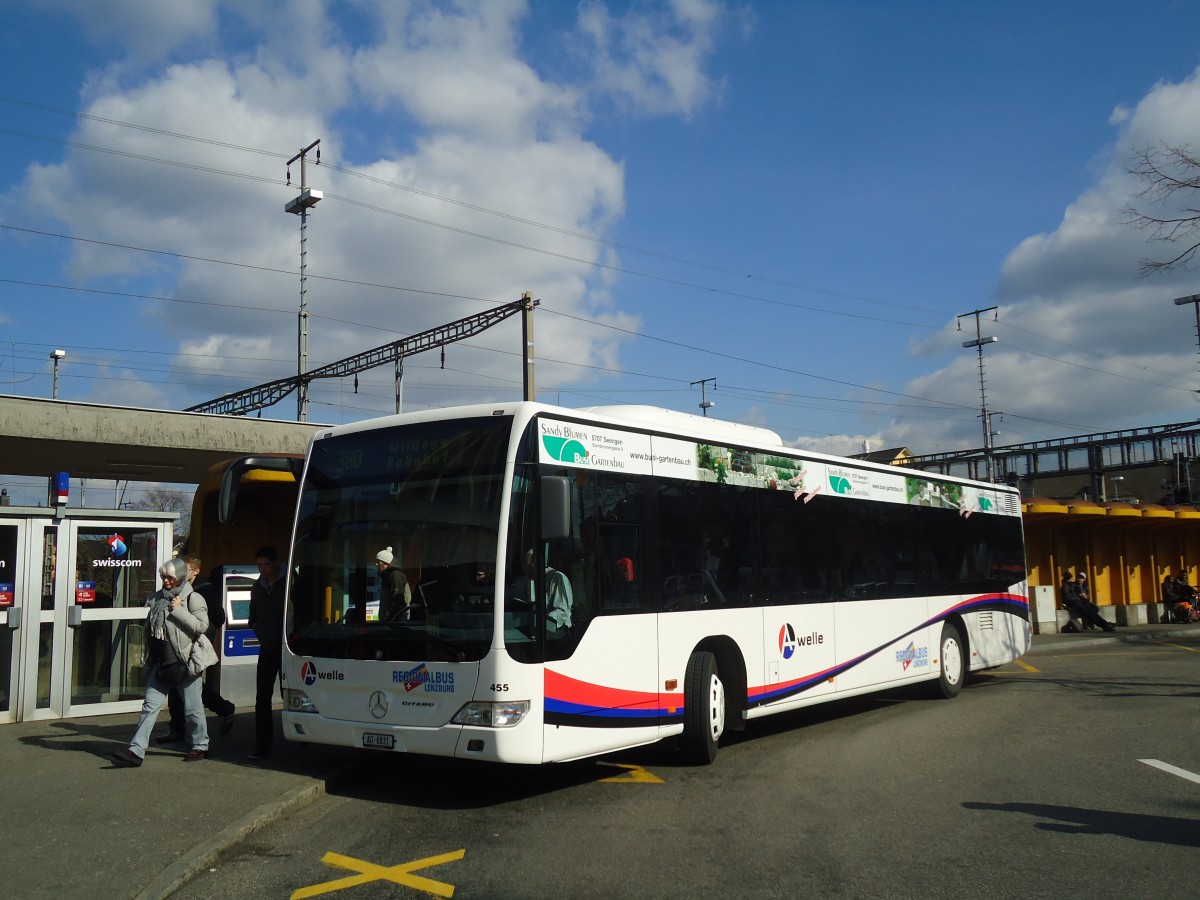 (138'089) - Knecht, Windisch - Nr. 455/AG 6831 - Mercedes am 6. Mrz 2012 beim Bahnhof Lenzburg