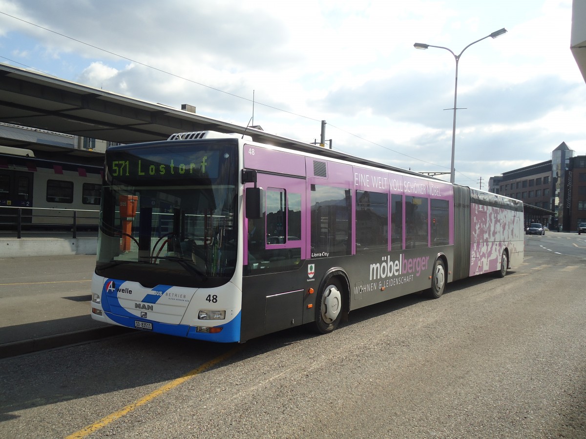 (138'097) - BOGG Wangen b.O. - Nr. 48/SO 83'511 - MAN am 6. Mrz 2012 beim Bahnhof Olten