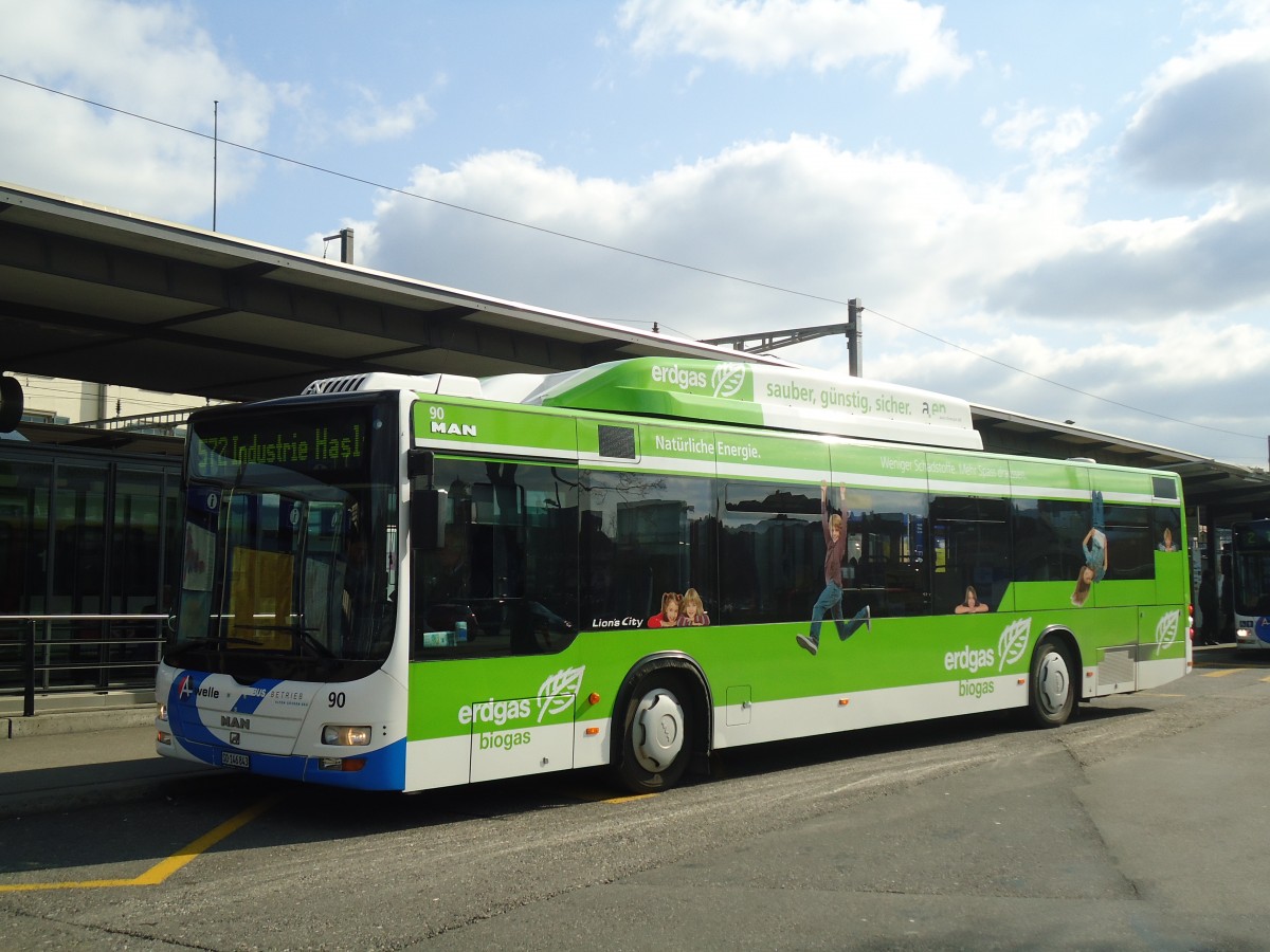 (138'103) - BOGG Wangen b.O. - Nr. 90/SO 146'843 - MAN am 6. Mrz 2012 beim Bahnhof Olten