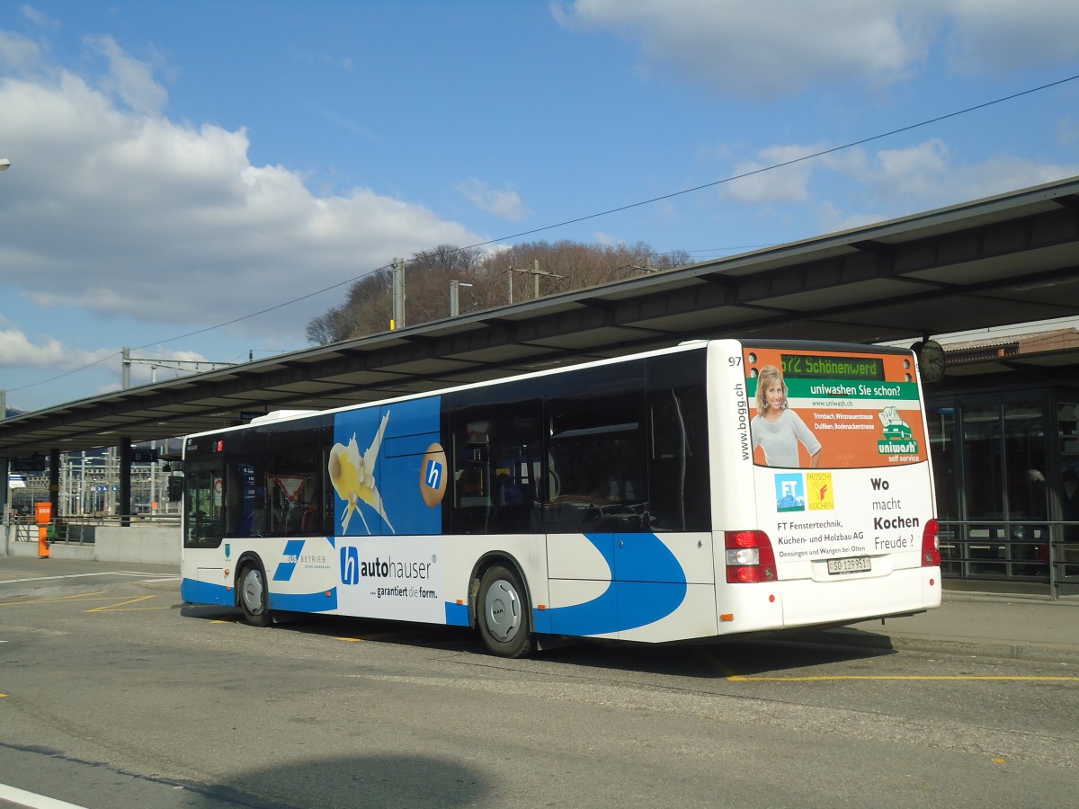 (138'109) - BOGG Wangen b.O. - Nr. 97/SO 129'951 - MAN am 6. Mrz 2012 beim Bahnhof Olten