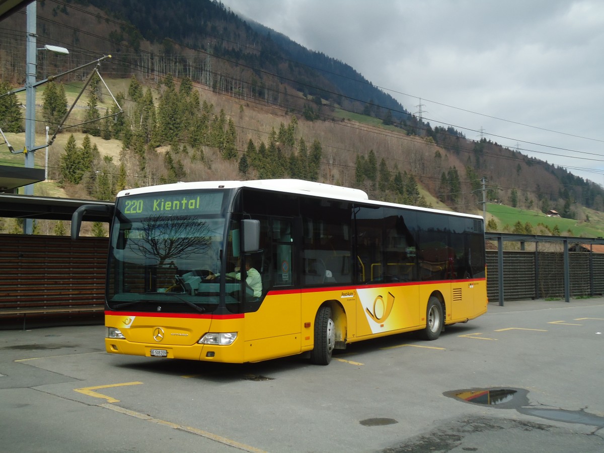 (138'477) - PostAuto Bern - BE 508'209 - Mercedes (ex Portenier, Adelboden Nr. 9) am 6. April 2012 beim Bahnhof Reichenbach