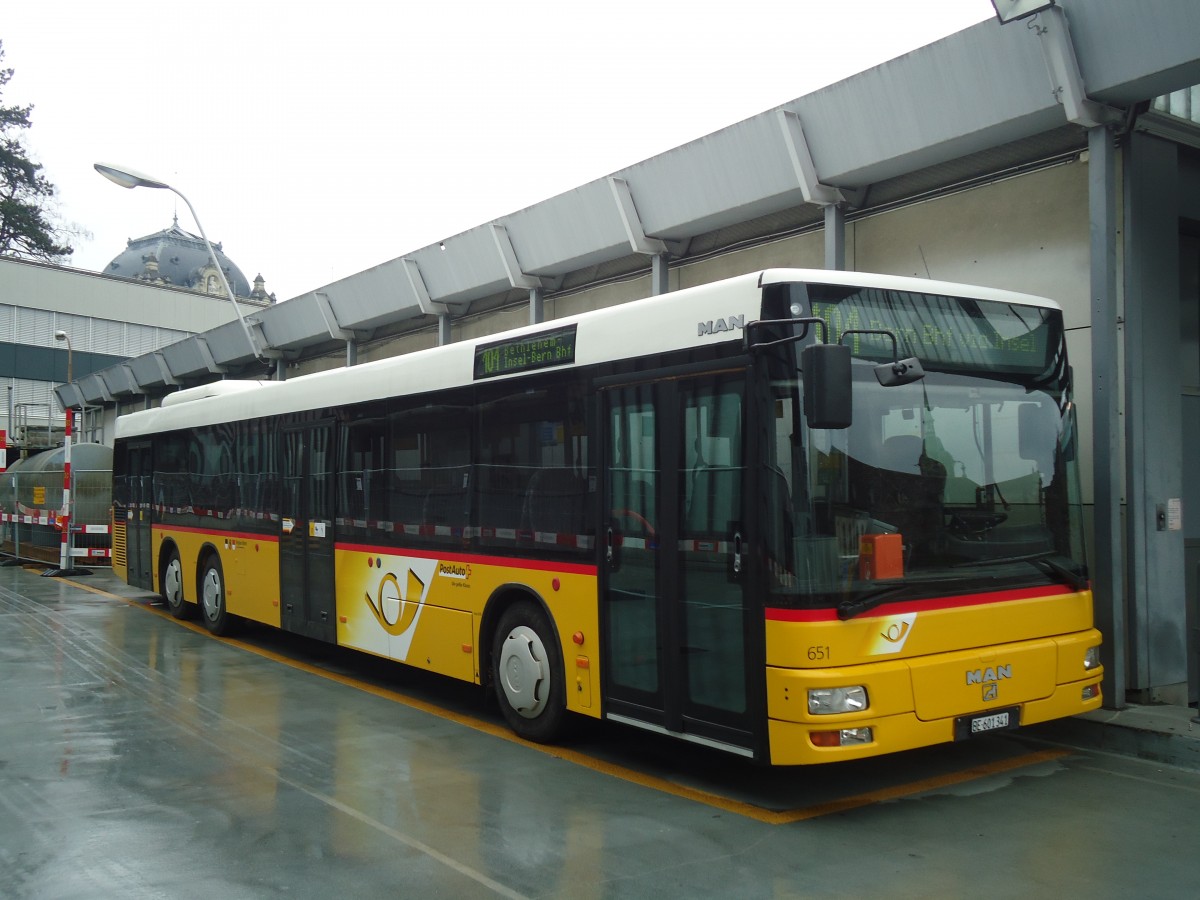 (138'539) - PostAuto Bern - Nr. 651/BE 601'341 - MAN am 15. April 2012 in Bern, Postautostation