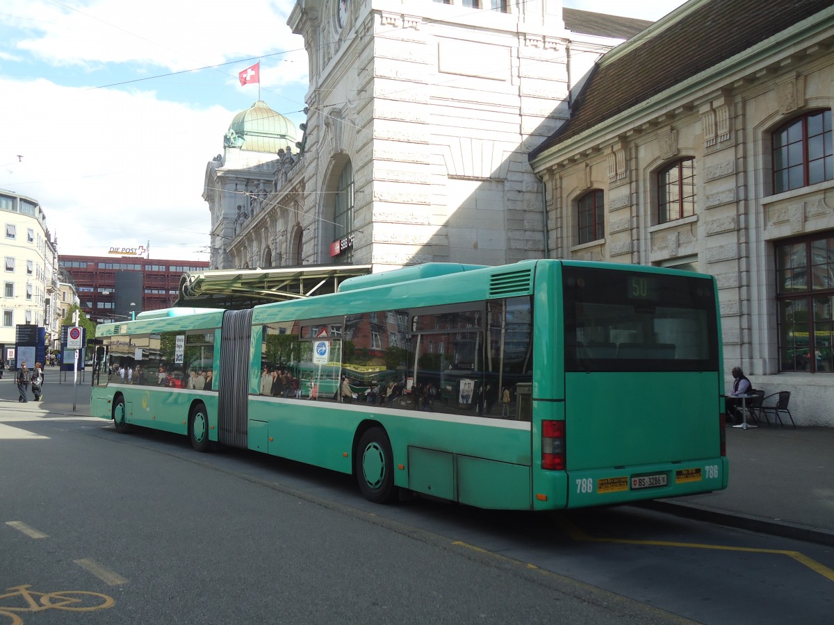 (138'703) - BVB Basel - Nr. 786/BS 3286 - MAN am 6. Mai 2012 beim Bahnhof Basel