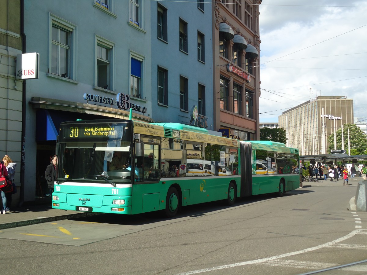 (138'704) - BVB Basel - Nr. 761/BS 3261 - MAN am 6. Mai 2012 beim Bahnhof Basel