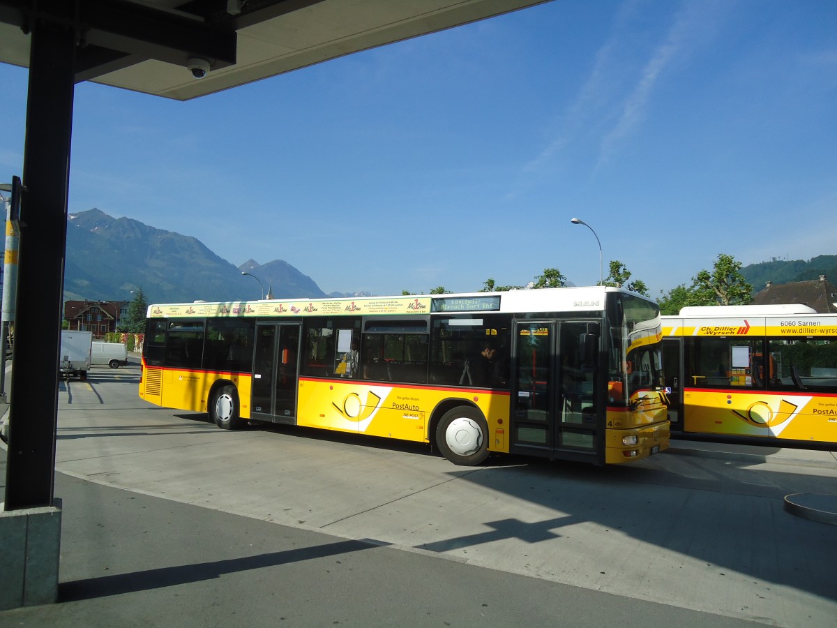 (139'195) - Dillier, Sarnen - Nr. 4/OW 10'023 - MAN am 2. Juni 2012 beim Bahnhof Sarnen