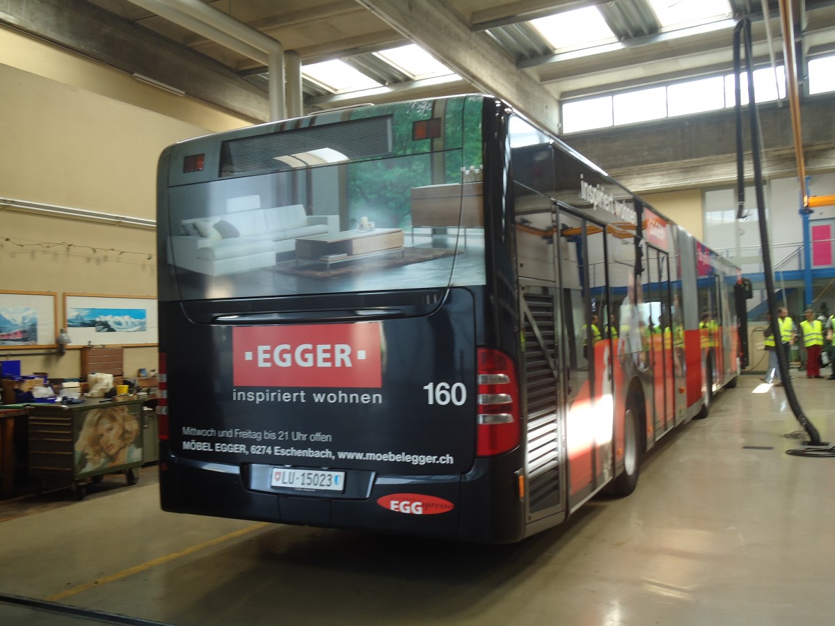 (139'236) - VBL Luzern - Nr. 160/LU 15'023 - Mercedes am 2. Juni 2012 in Luzern, Depot