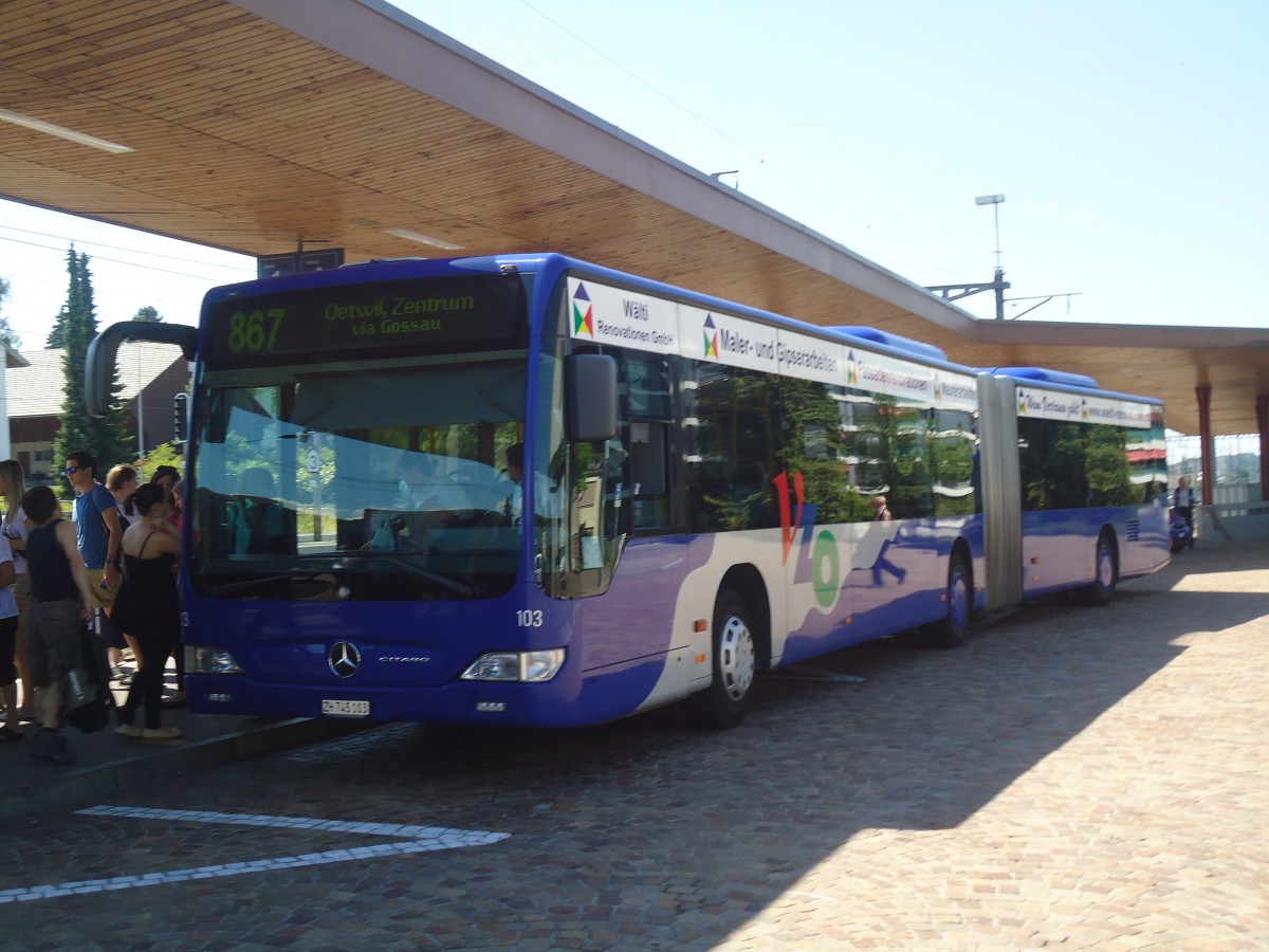 (139'813) - VZO Grningen - Nr. 103/ZH 745'103 - Mercedes am 16. Juni 2012 beim Bahnhof Wetzikon