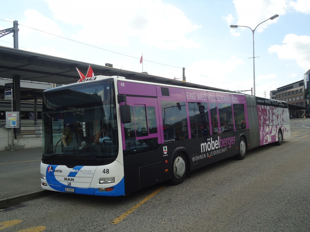 (139'929) - BOGG Wangen b.O. - Nr. 48/SO 83'511 - MAN am 23. Juni 2012 beim Bahnhof Olten