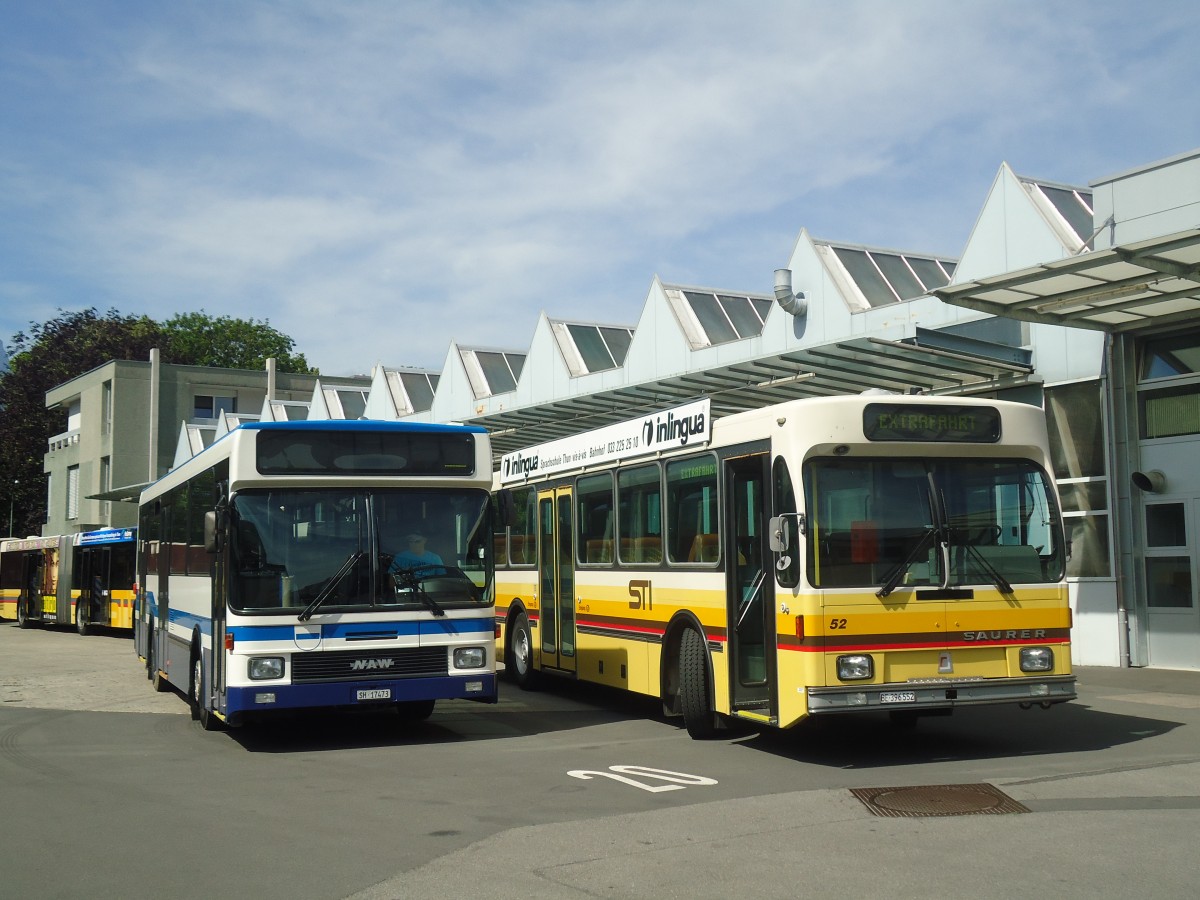 (140'008) - Ruklic, Schaffhausen - SH 17'473 - NAW/Hess (ex ZVB Zug Nr. 103; ex ZVB Zug Nr. 93) + STI Thun - Nr. 52/BE 396'552 - Saurer/R&J am 24. Juni 2012 in Thun, Garage STI