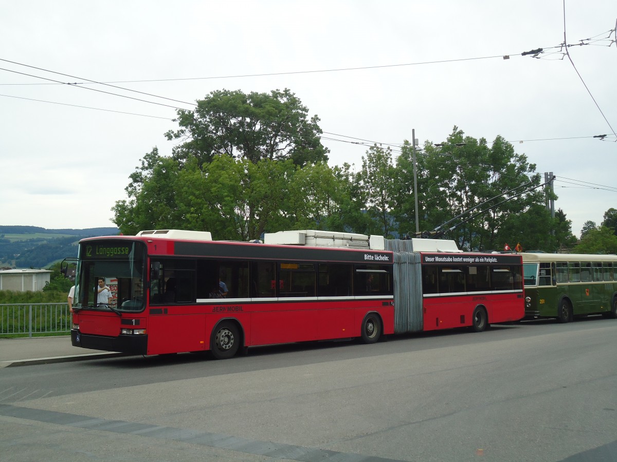 (140'123) - Bernmobil, Bern - Nr. 1 - NAW/Hess Gelenktrolleybus am 24. Juni 2012 in Bern, Zentrum Paul Klee