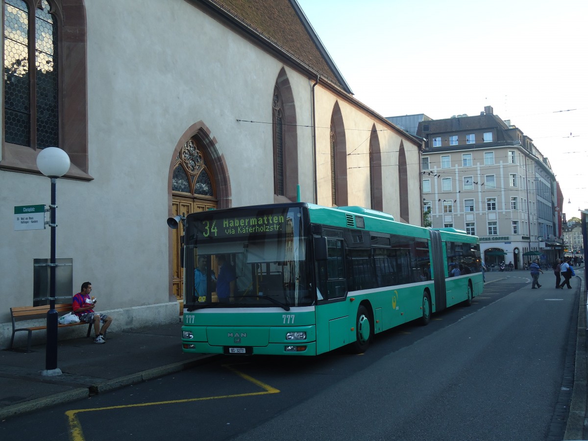 (140'515) - BVB Basel - Nr. 777-/BS 3277 - MAN am 16. Juli 2012 in Basel, Claraplatz