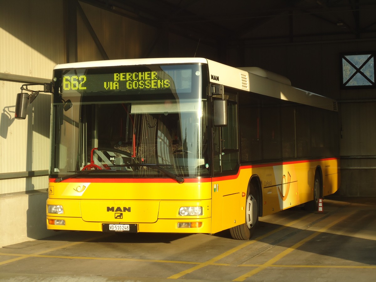 (140'921) - CarPostal Ouest - VD 510'248 - MAN (ex P 25'586) am 27. Juli 2012 in Yverdon, Garage