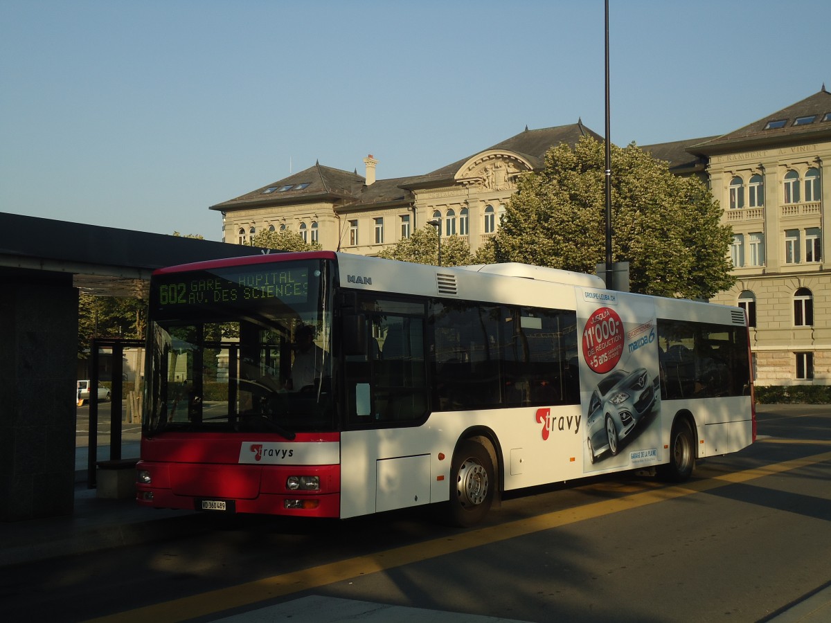 (140'944) - TRAVYS Yverdon - VD 360'489 - MAN am 27. Juli 2012 beim Bahnhof Yverdon