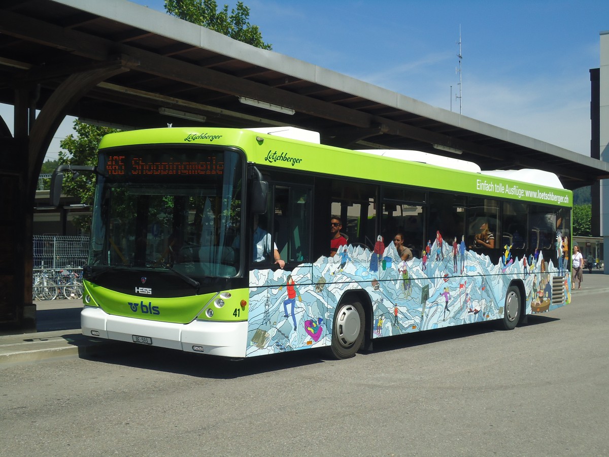 (141'120) - Busland, Burgdorf - Nr. 41/BE 593 - Scania/Hess am 15. August 2012 beim Bahnhof Burgdorf