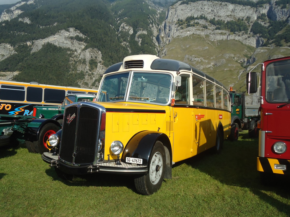 (141'595) - Sigg, Sennwald - SG 47'672 - Saurer/FHS (ex Oldie-Reisen, Matzingen; ex Studach, Teufen; ex M+79'512; ex P 23'155; ex P 2242) am 15. September 2012 in Chur, Waffenplatz