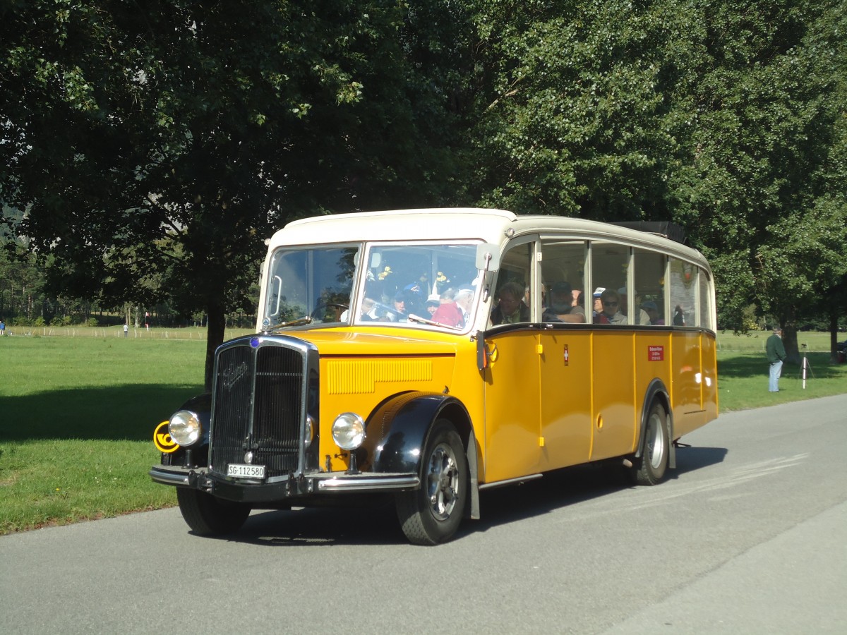 (141'730) - Baumgartner, Horn - Nr. 4/SG 112'580 - Saurer/Saurer (ex Nr. 2; ex Montegazzi, Riva San Vitale; ex AMSA Chiasso Nr. 20; ex OAK Wangen a.A. Nr. 10; ex P 23'082; ex P 2134) am 15. September 2012 in Chur, Waffenplatz