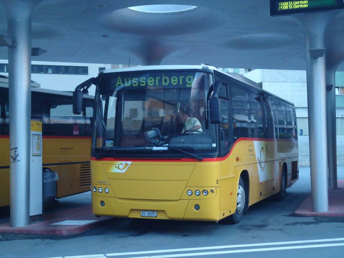 (141'899) - BUS-trans, Visp - Nr. 8/VS 16'291 - Volvo (ex Bumann, Ausserberg Nr. 8) am 1. Oktober 2012 beim Bahnhof Visp