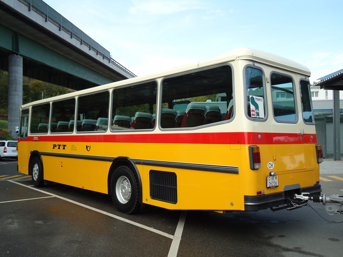 (142'013) - Schmid, Thrishaus - BE 26'206 - Saurer/Tscher (ex P 24'244) am 21. Oktober 2012 in Flamatt, Bernstrasse