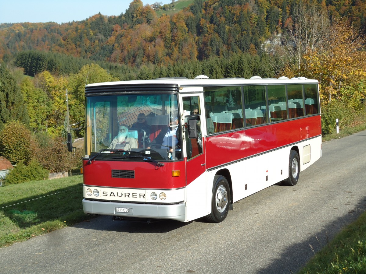 (142'021) - Dreier, Suhr - AG 11'851 U - Saurer/R&J (ex Gerber, Matzendorf; ex Schnider, Schpfheim) am 21. Oktober 2012 bei Zumholz