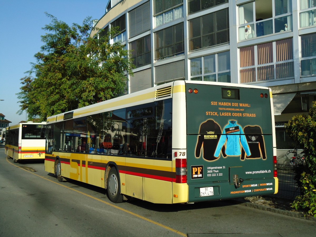 (142'075) - STI Thun - Nr. 78/BE 265'478 - MAN am 22. Oktober 2012 bei der Schifflndte Thun